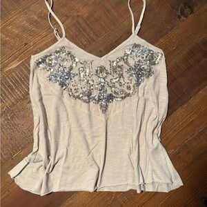 Hollister Cream Camisole with Silver Embellishments